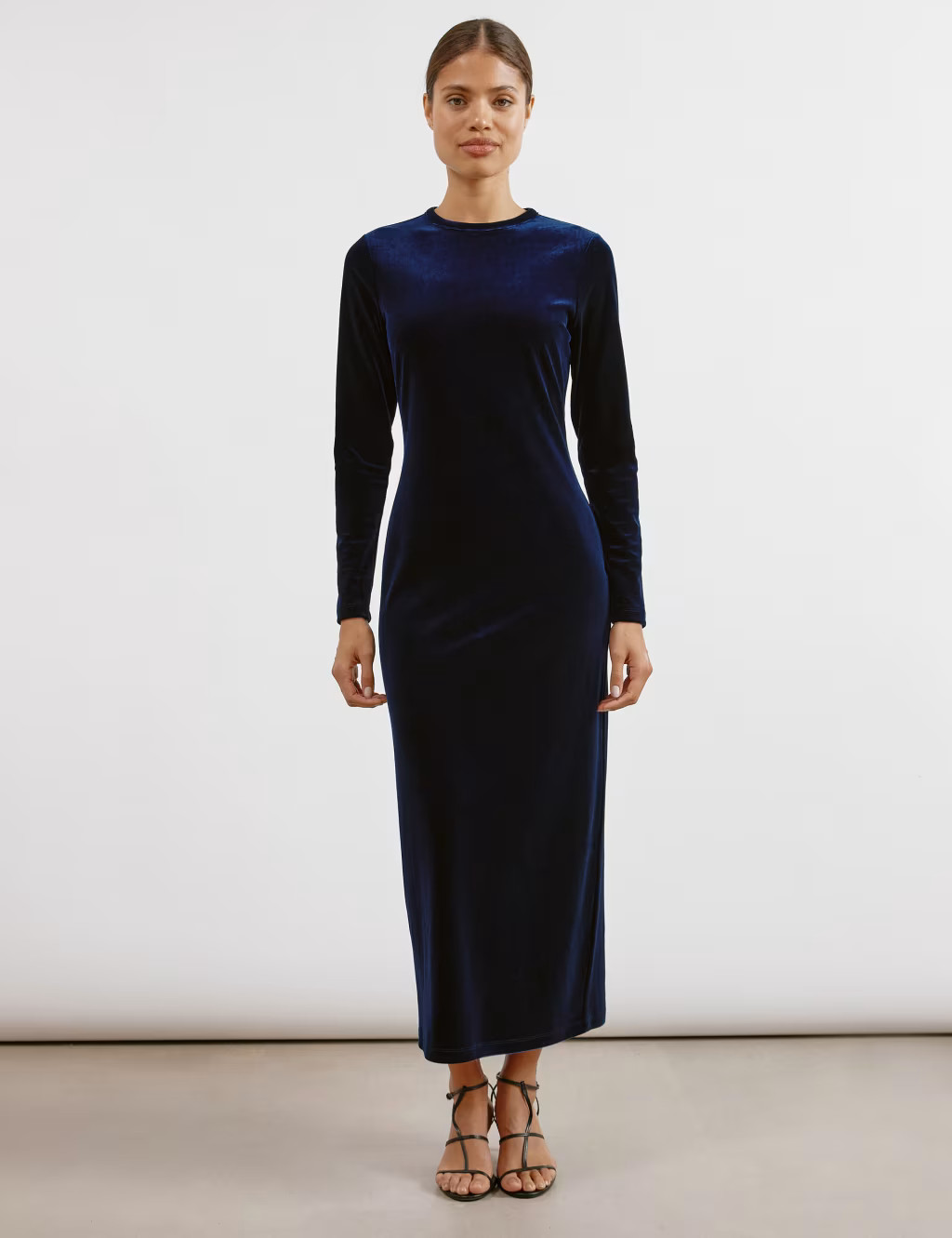 Velvet Round Neck Maxi Column Dress | Marks & Spencer (UK)