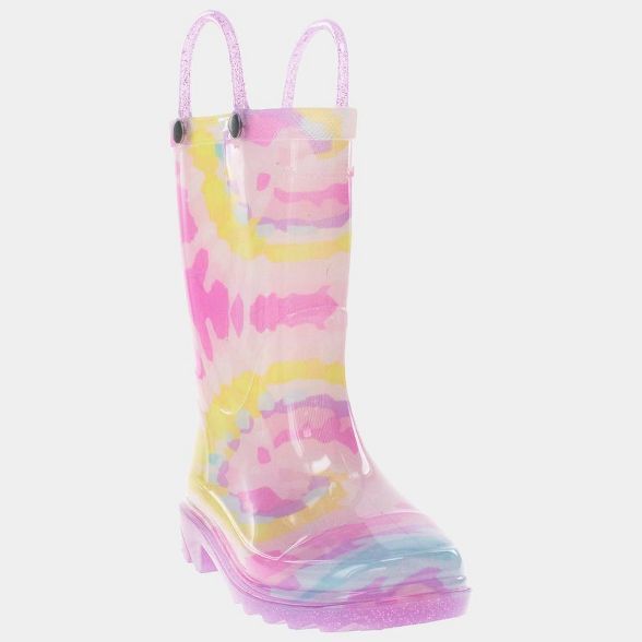 Toddler Girls' Western Chief Clara Tie-Dye Light-Up Glitter Rain Boots | Target