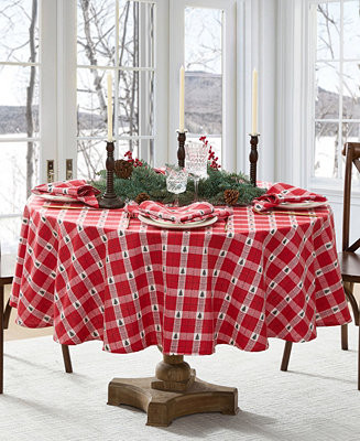 Elrene Sherwood Tree Dobby Cotton Round Tablecloth, 70"x 70" - Macy's | Macy's