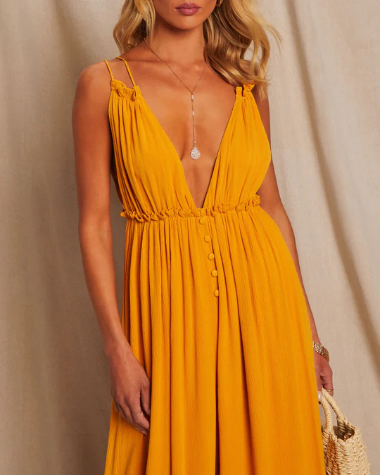 Punta Cana V-Neck Button Wide Leg Jumpsuit | VICI