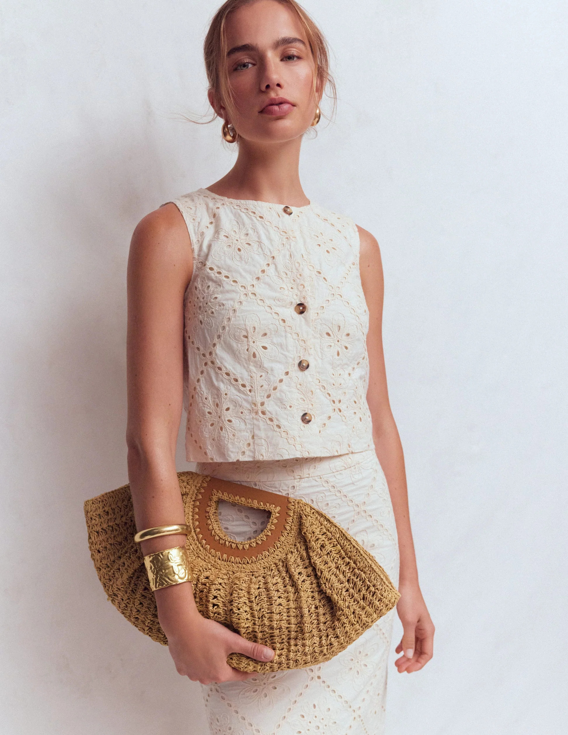 Raffia Moon Clutch-Natural Raffia | Boden (US)