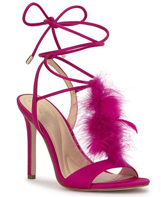Women's Jenzin Feather Lace-Up Stiletto Dress Sandals | Macy's