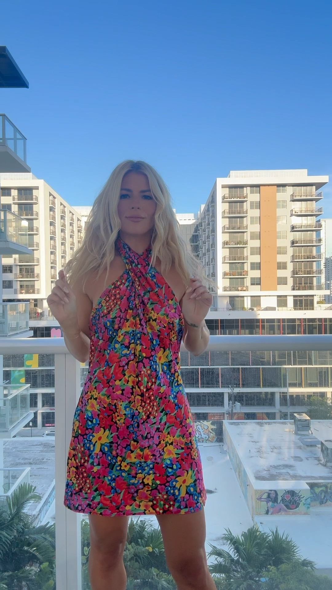 Show me your mumu floral mini halter dress