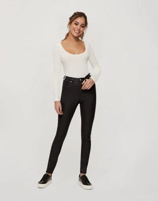 Miss Selfridge coated skinny jeans in black | ASOS (Global)