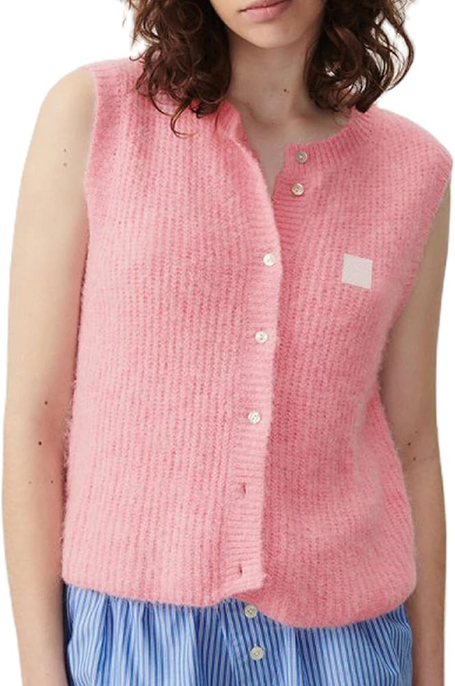 Luckinbaby Women Chunky Button Sweater Vest Sleeveless Round Neck Ribbed Knit Tank Top Y2k Knitte... | Amazon (US)