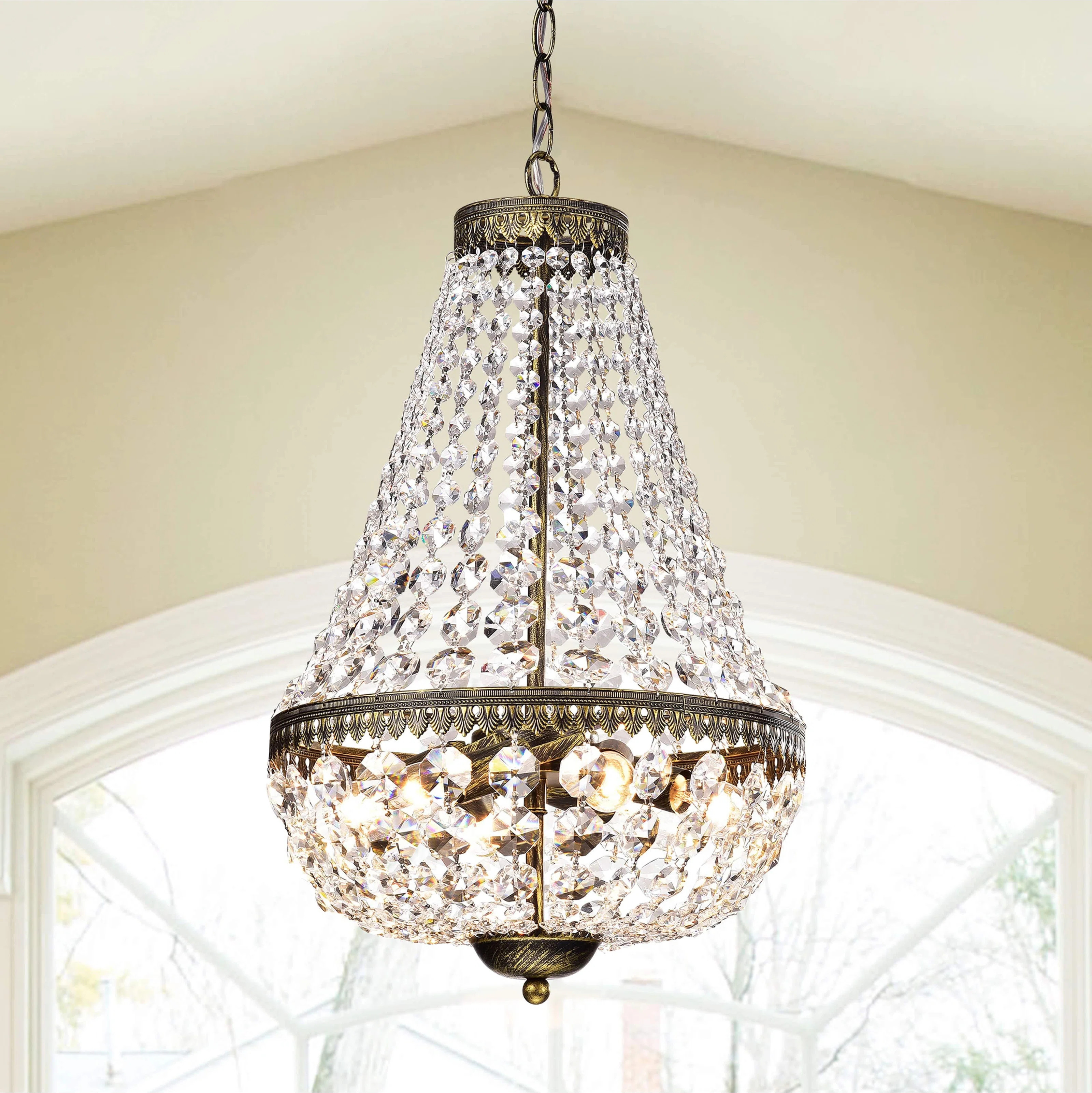 Hassinger 6 - Light Antique Brushed Black Copper Unique Empire Chandelier with Crystal Accents | Wayfair North America