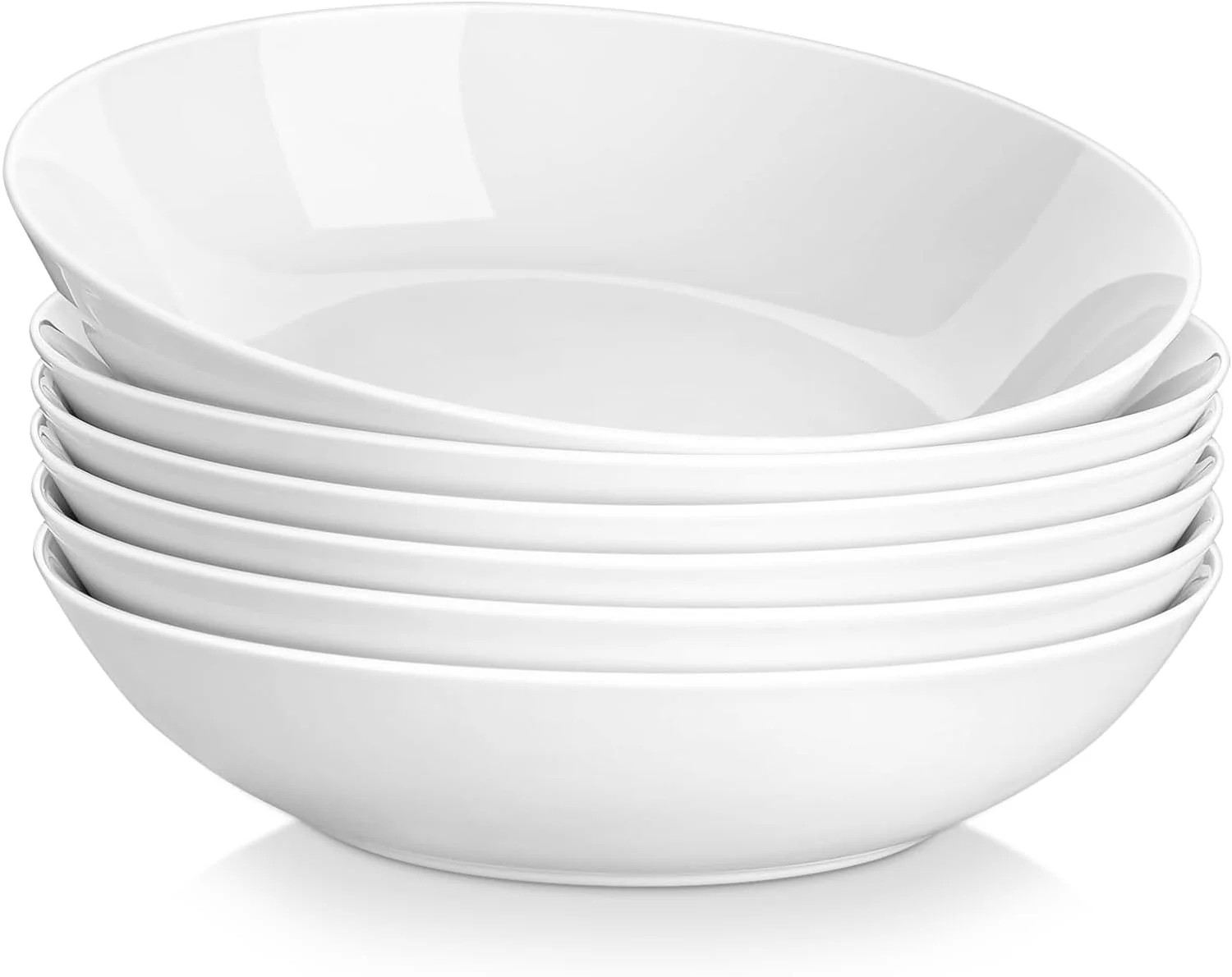 vancasso Pasta Bowls, Porcelain Salad Bowls Set of 6, Large White Serving Bowls, Soup Bowls, 30oz | Walmart (US)
