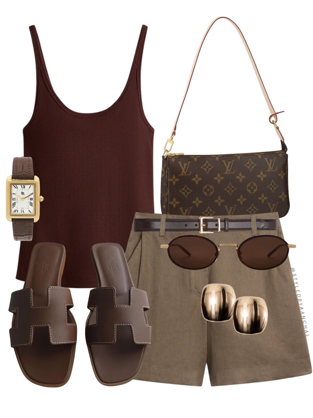 Shades of brown casual chic outfit


Brown tank top
Hermes oran sandals
Louis Vuitton pochette 
Revolve
Massimo Dutti
Hm top
Brown watch

#LTKsummer #LTKtravel #LTKmodest