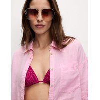M&S Collection Women's Pure Linen Collared Relaxed Shirt - 14 - Sugar Pink, Sugar Pink | Marks & Spencer (UK)