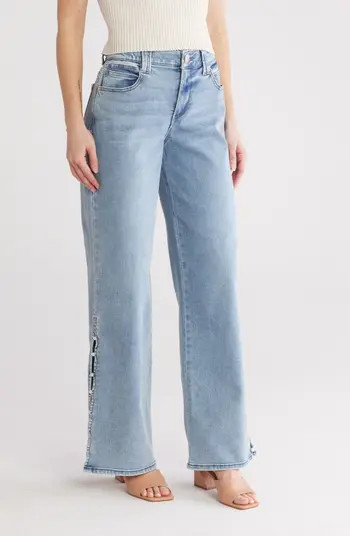 Democracy High Waist Faux Pearl Wide Leg Jeans | Nordstromrack | Nordstrom Rack
