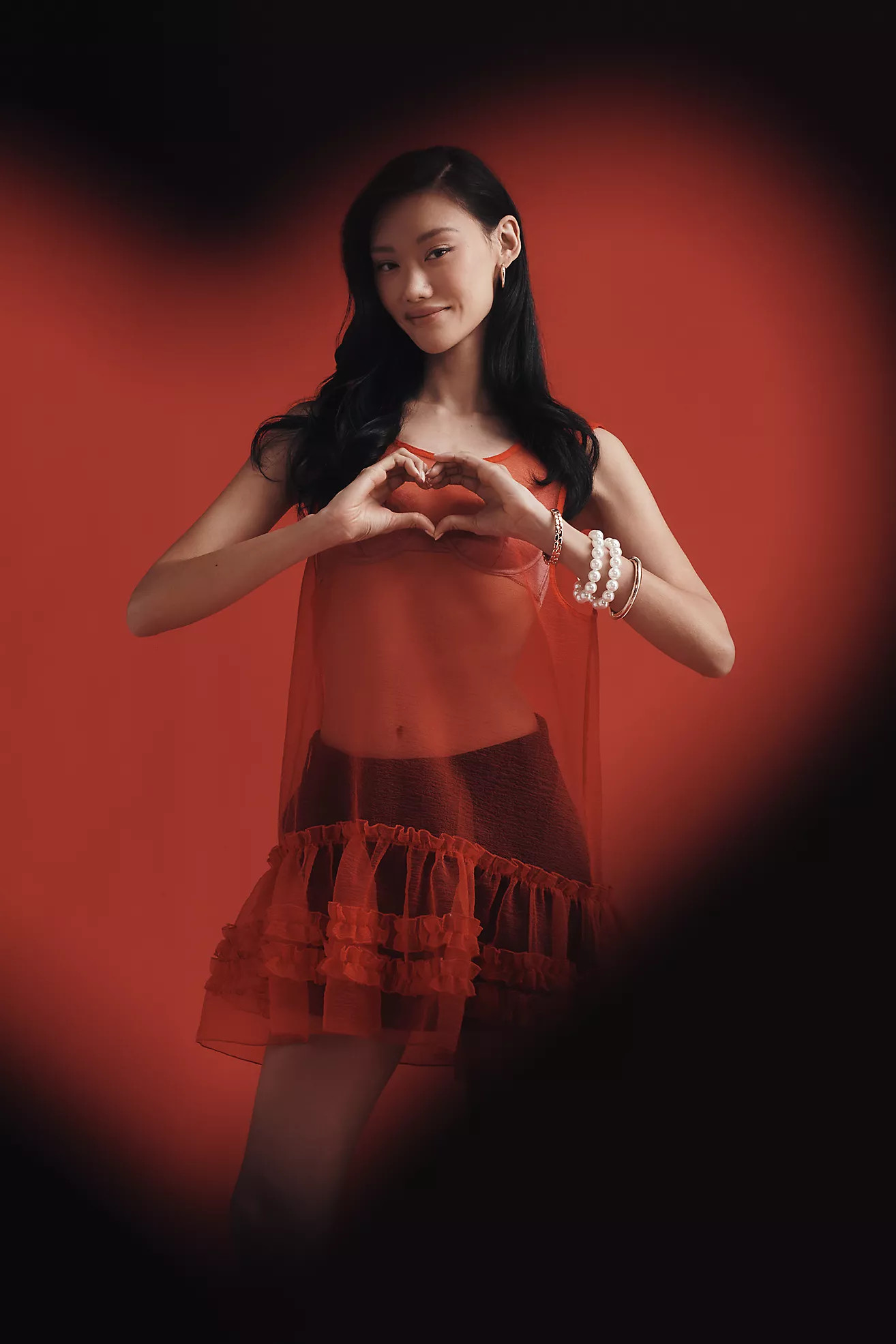 & Layered Sheer Ruffle Tunic | Anthropologie (US)