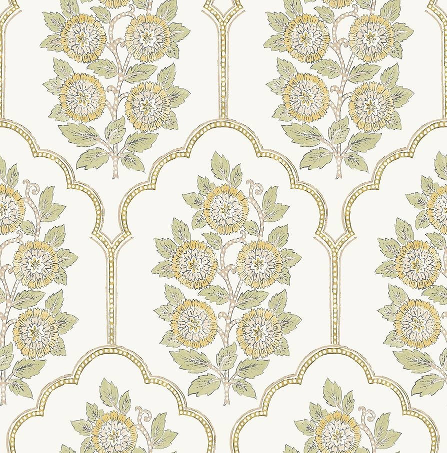 NuWallpaper x Society Social Floral Bazaar Ochre Peel and Stick Wallpaper, SSS6313 | Amazon (US)