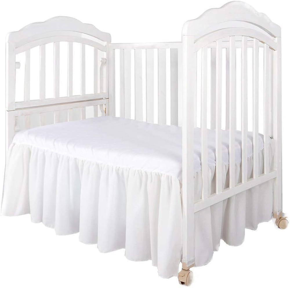 Queen's Linen Crib Dust Ruffle White Crib Bed Skirt with Split Corners -Crib Dust Ruffle for Stan... | Amazon (US)