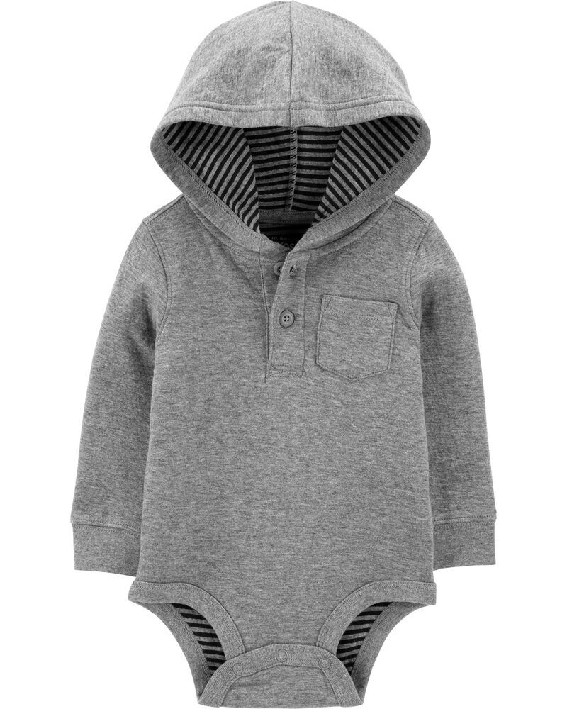 Double Knit Hooded Henley Bodysuit | Carter's