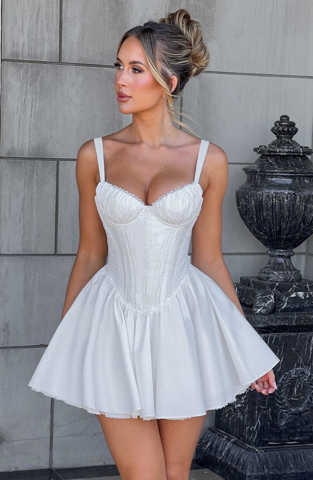 Josie Mini Dress - White | Babyboo