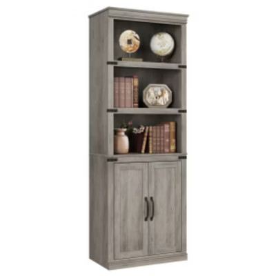 PB+MDF Retro 2-Door Bookcase (62cm Width) - Gray | Target