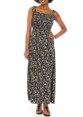 True Craft Smocked Midi Dress, Black, X-Large | Belk
