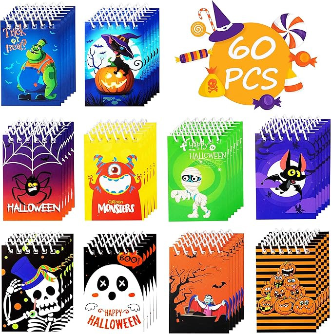 90shine 60PCS Halloween Notepads Party Favors for Kids - Spiral Notebooks Hallowmas Trick or Trea... | Amazon (US)