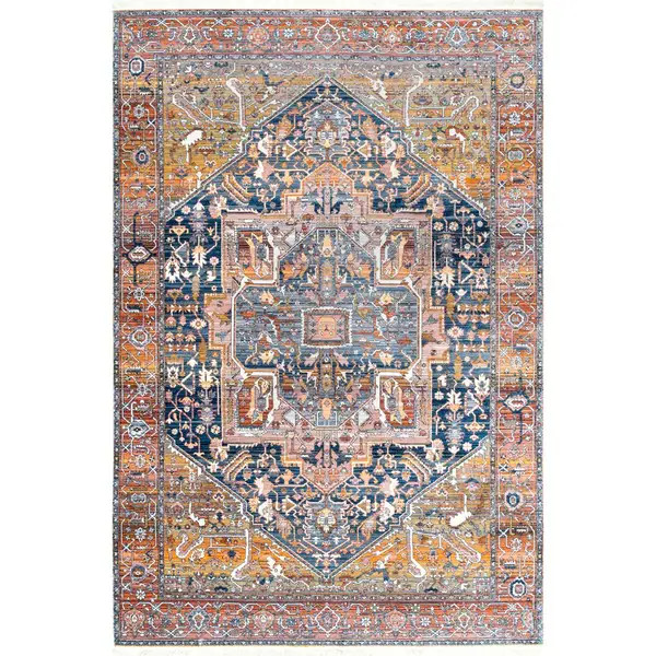 Gracewood Hollow Lapointe Medallion Border Area Rug - 8' x 10' - Rust | Bed Bath & Beyond