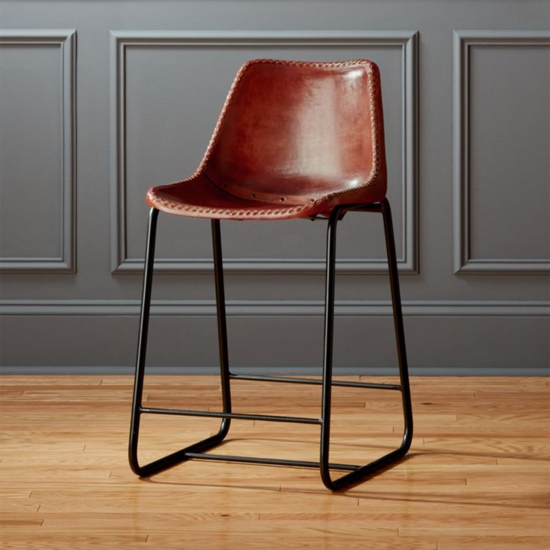 Roadhouse Saddle Leather Counter Stool + Reviews | CB2 | CB2