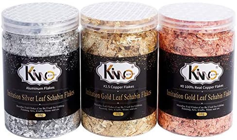 KINNO Gilding Flakes - Color 2.5 Imitation Gold, Silver, Color 0 Real Copper, 3 Bottles Metallic ... | Amazon (US)