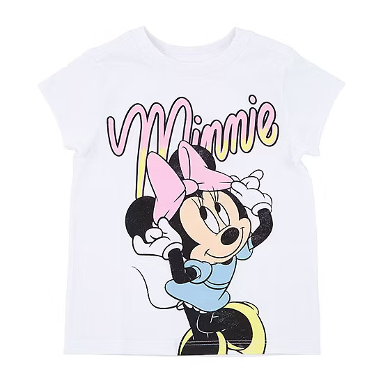 Toddler Girls Crew Neck Short Sleeve Minnie Mouse Graphic T-Shirt, Color: White - JCPenney | JCPenney