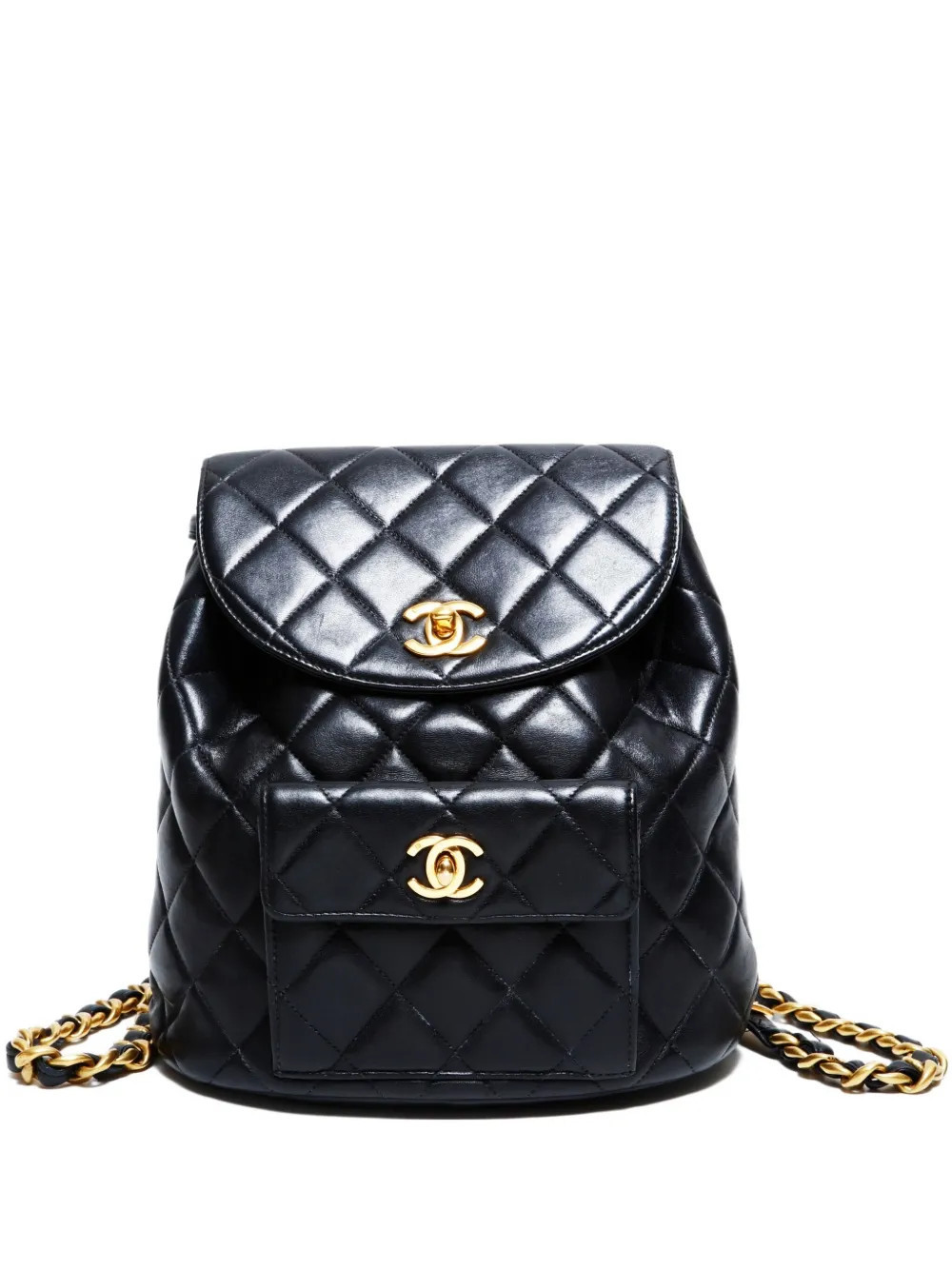 CHANEL Pre-Owned 1989-1994 diamond-quilting turn-lock backpack - Black | Farfetch Global
