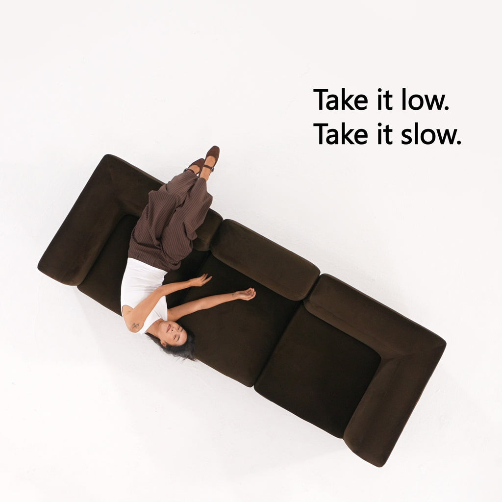 Philo Performance Velvet Low Profile Modular Sofa (3-Seater) | Pop Maison