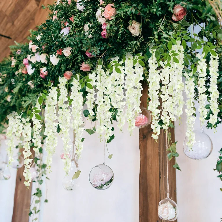 Scidweet 24 Pack Artificial Wisteria Flowers, Fake Hanging Flowers for Outdoor Indoor Home Weddin... | Walmart (US)