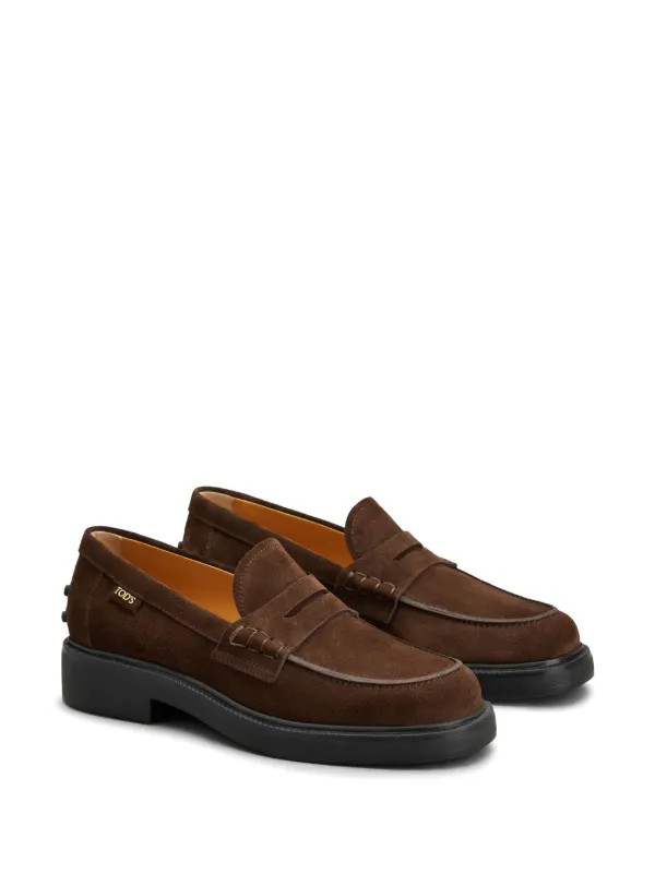 Tod's penny-slot Suede Loafers | Brown | FARFETCH | Farfetch Global