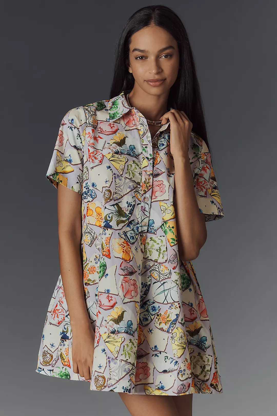 The Pollie Short-Sleeve Swing Tunic Mini Dress | Anthropologie (US)