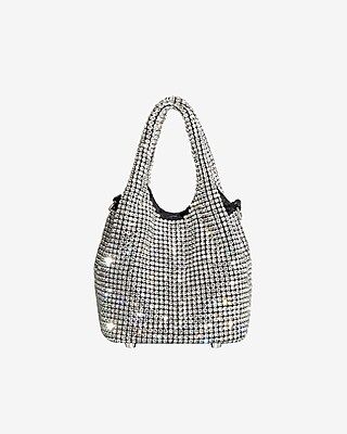 Melie Bianco Thea Silver Small Crystal Top Handle Bag | Express