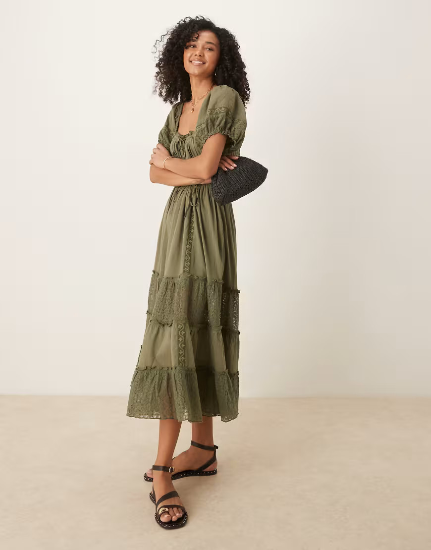 Free People falling sun midi dress in crystal kelp-Green | ASOS (Global)