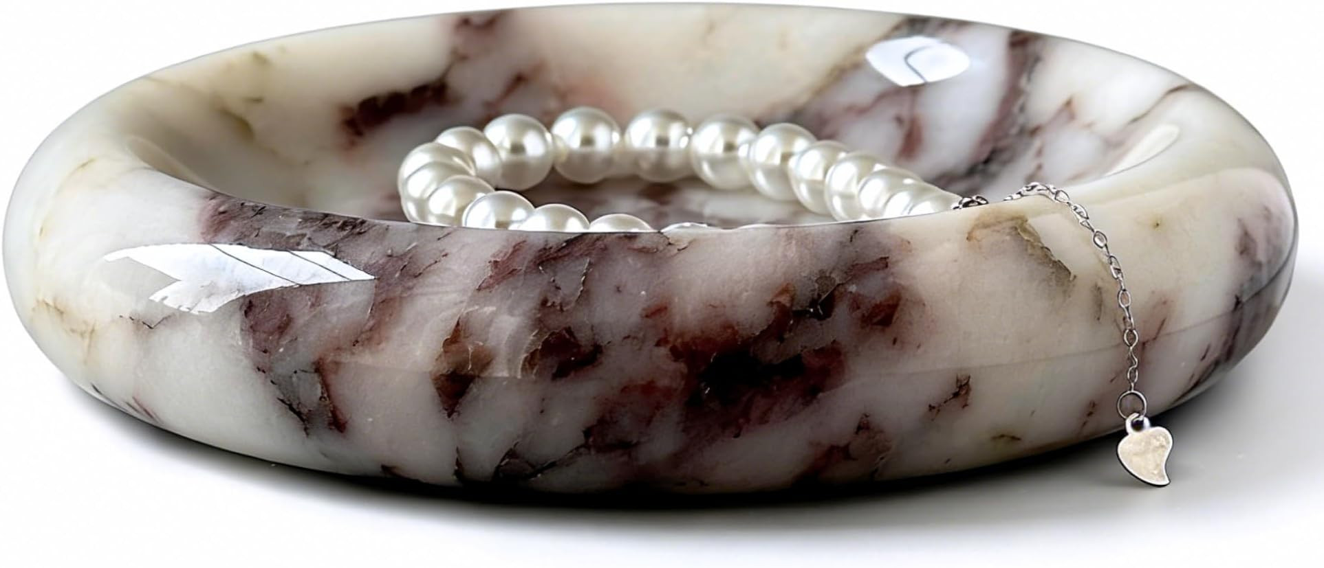 Marble Tray - 5" Jewelry Dish & Vanity Decor, Natural Stone Tray for Bathroom Kitchen Countertop,... | Amazon (US)