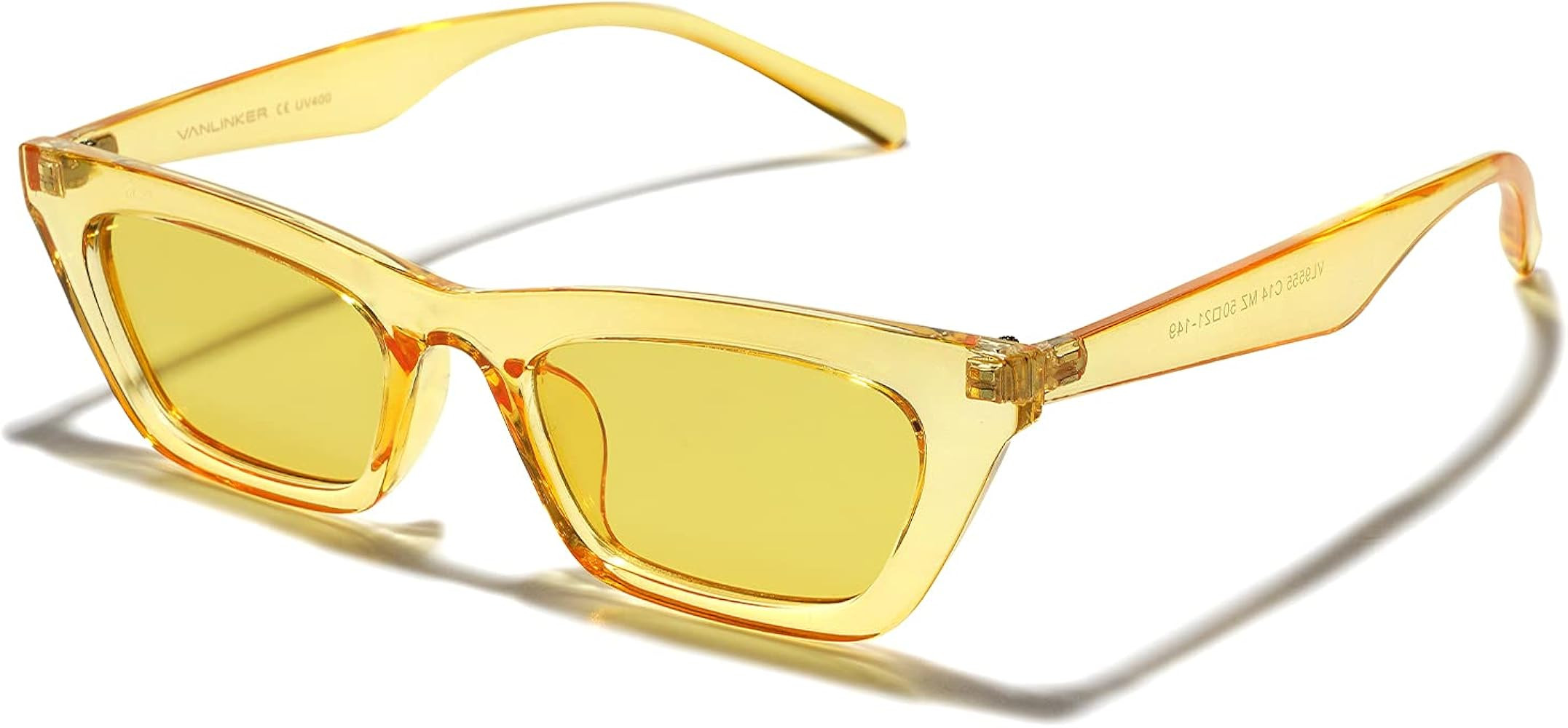 VANLINKER Small Trendy Skinny Cat Eye Sunglasses Women Retro Tiny Square Shade VL9555 | Amazon (US)