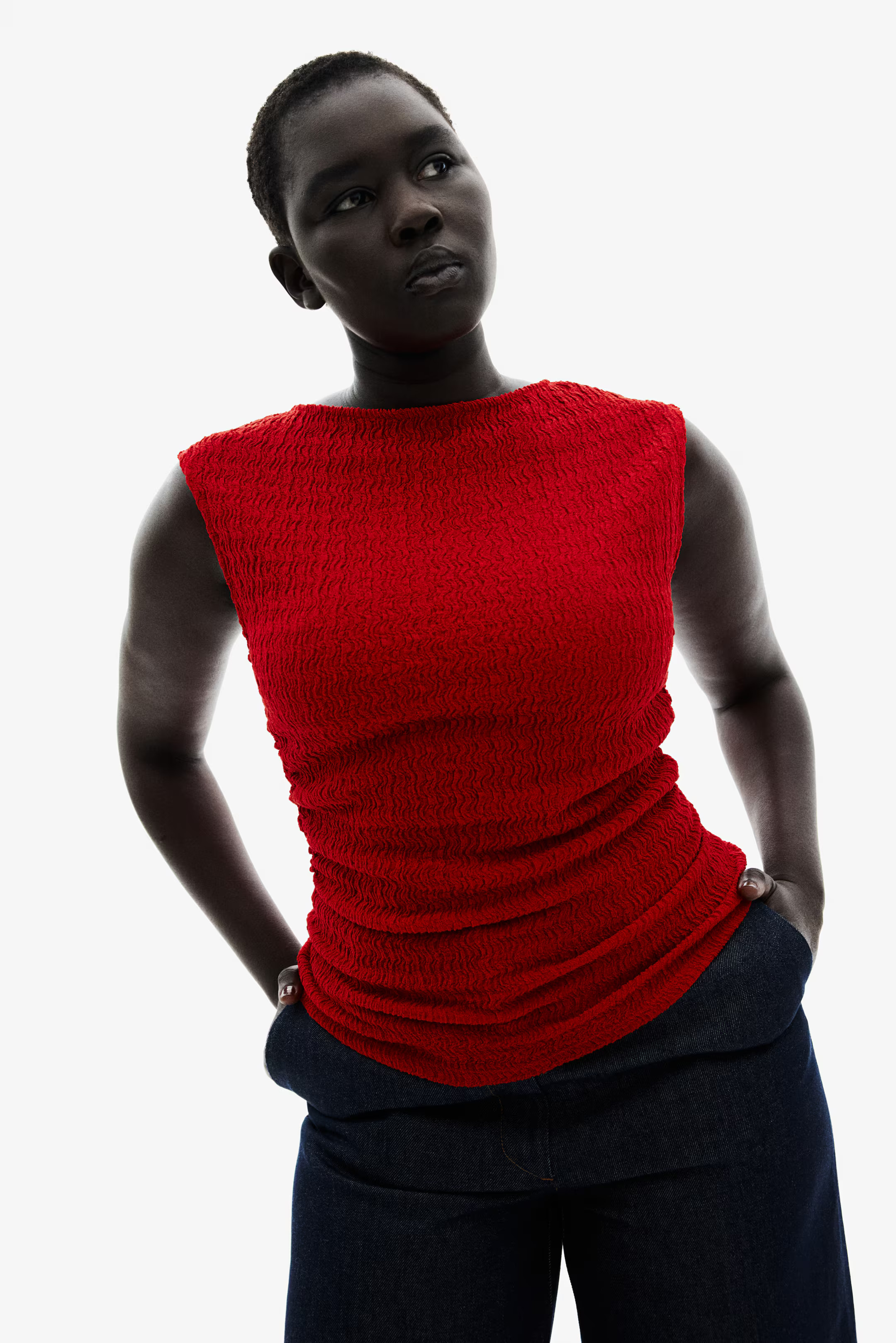 Top van structuurtricot - Rood - DAMES | H&M NL | H&M (DE, AT, CH, NL, FI)