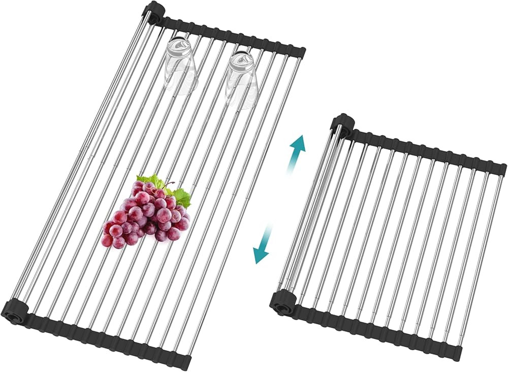 BBXTYLY Extra Expandable Roll Up Dish Drying Rack,Over The Sink Drying Rack Sink Cover Kitchen Si... | Amazon (US)