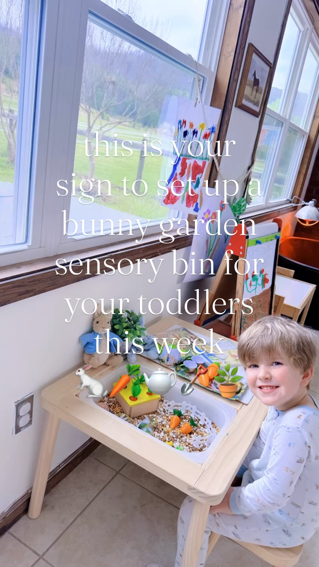 Such a precious and fun little Easter week sensory bin idea for all you stay-at-home and homeschool mamas out there!!! 🐇🥕🫖🪴🪏 And psst… I linked this adorable Peter Rabbit 🐰 book 📖, Montessori carrot 🥕 activity, and tea ☕️ set over on my LTKit shop for y’all, too!! 🧺 Bring on alllll the precious 🌸 imaginary play 💭 and Easter 🐣 ween fun!! 🤩 Let me know in the comments if you try this one, too!! 🌼 #eastersensorybin #bunnygarden #sensorybinideas #eastersensorybins #sensorybinfun