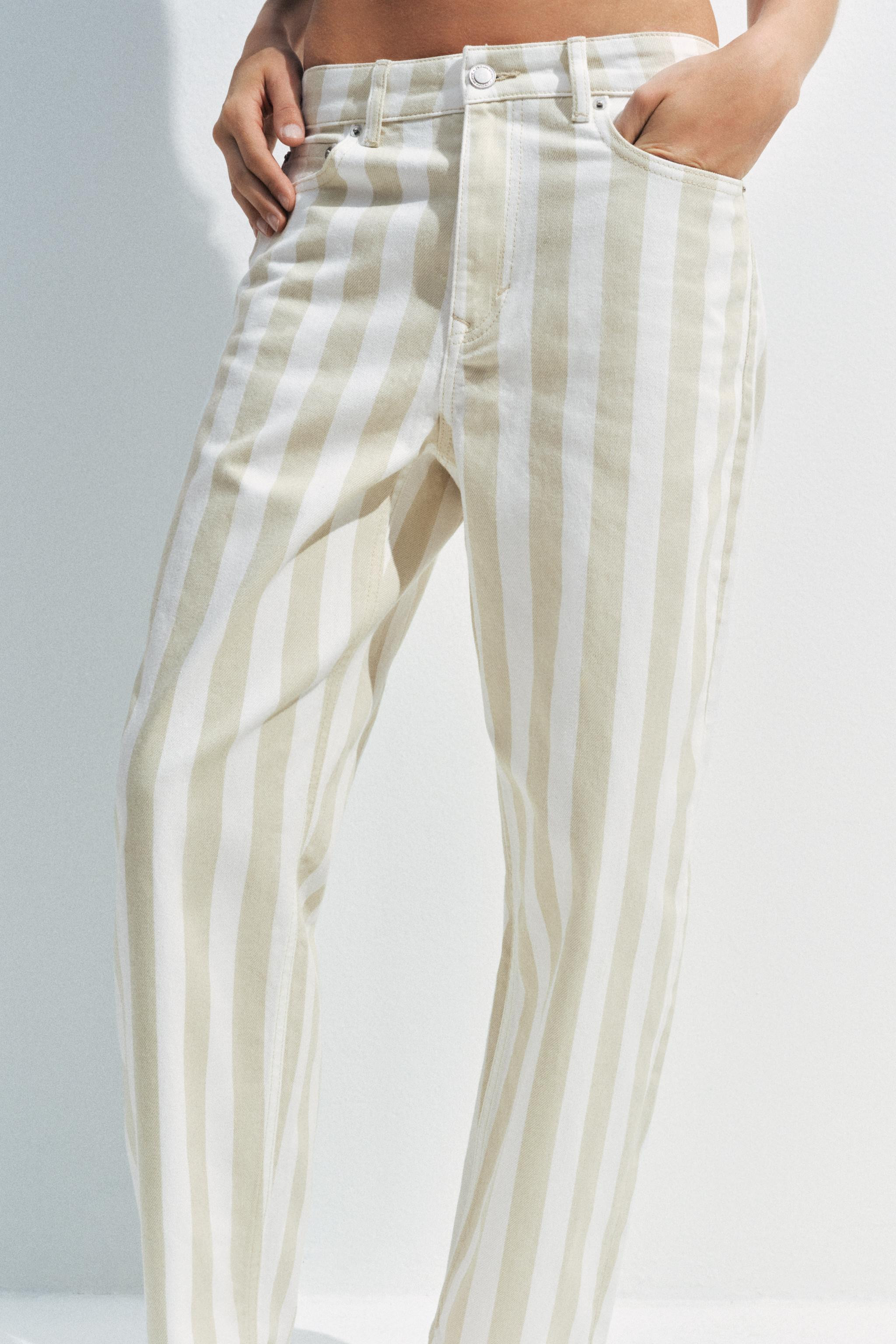 ZW COLLECTION MID-RISE STRIPED TAPERED JEANS | Zara US