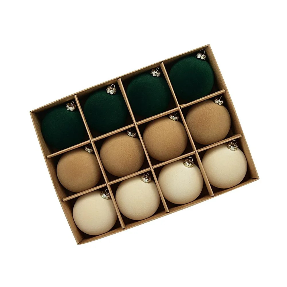 12Pcs Velvet Christmas Ornaments Set, Shatterproof Hanging Balls, Sage Green Holiday Hanging Baub... | Walmart (US)