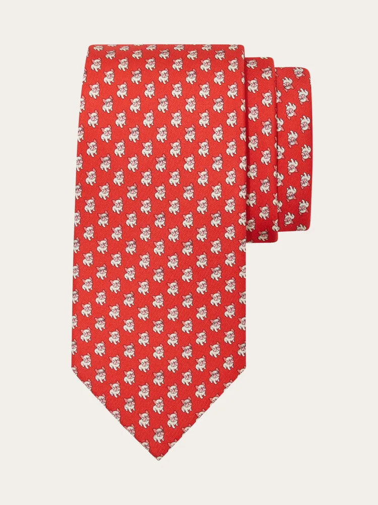 Bulldog print silk tie | Ferragamo