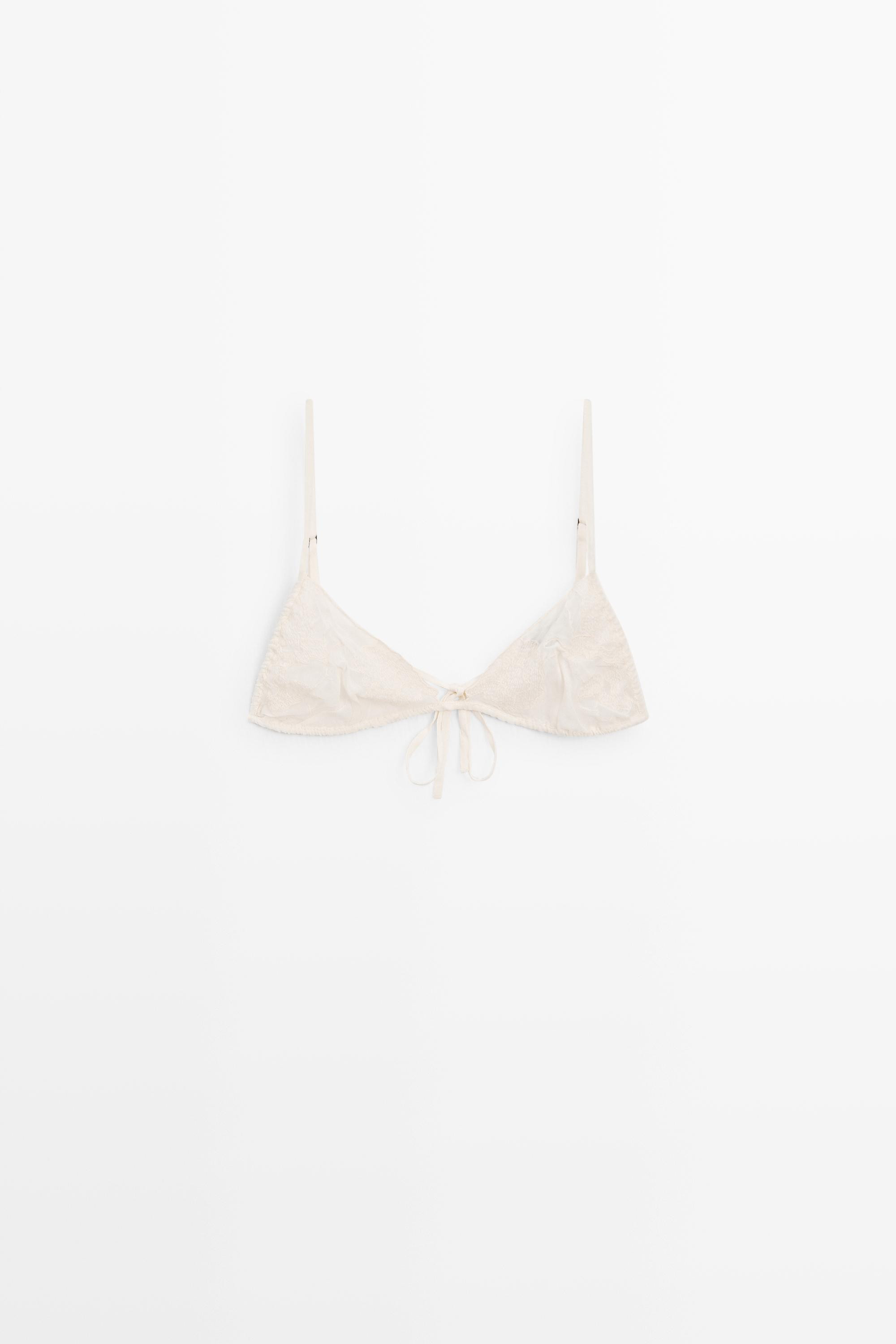 Embroidered bralette with bow detail | Massimo Dutti UK