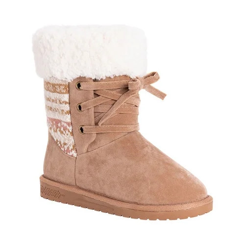 Muk Luks Melba Faux Fur Lined Lace Up Bootie (Women's) | Walmart (US)