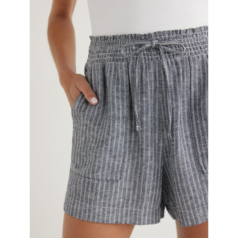 Time and Tru Women's Linen Blend Shorts with Smocked Waist, Sizes XS-XXXL - Walmart.com | Walmart (US)