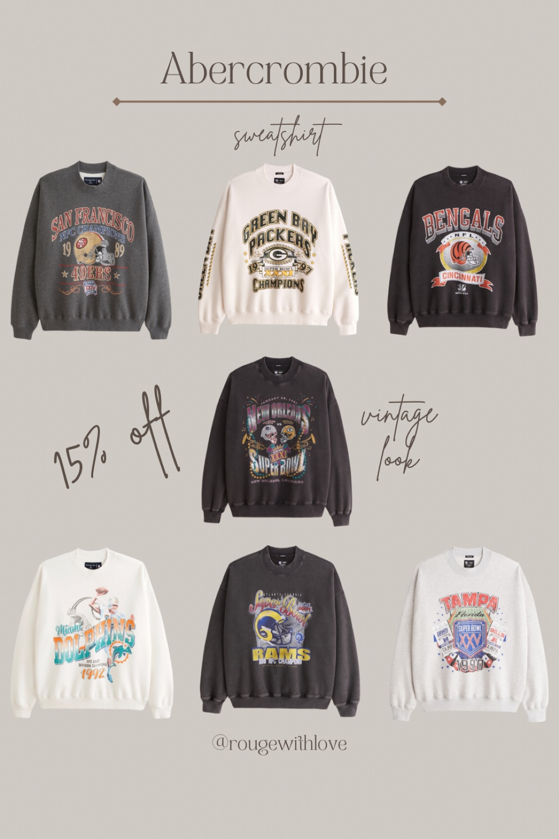 Abercrombie sale
Vintage sweatshirt
NFL 
Oversized sweatshirt
Under $100


#LTKSeasonal #LTKunder100 #LTKsalealert
