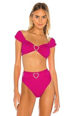 BEACH RIOT Heart Stella Bikini Top in Fuchsia Rose from Revolve.com | Revolve Clothing (Global)