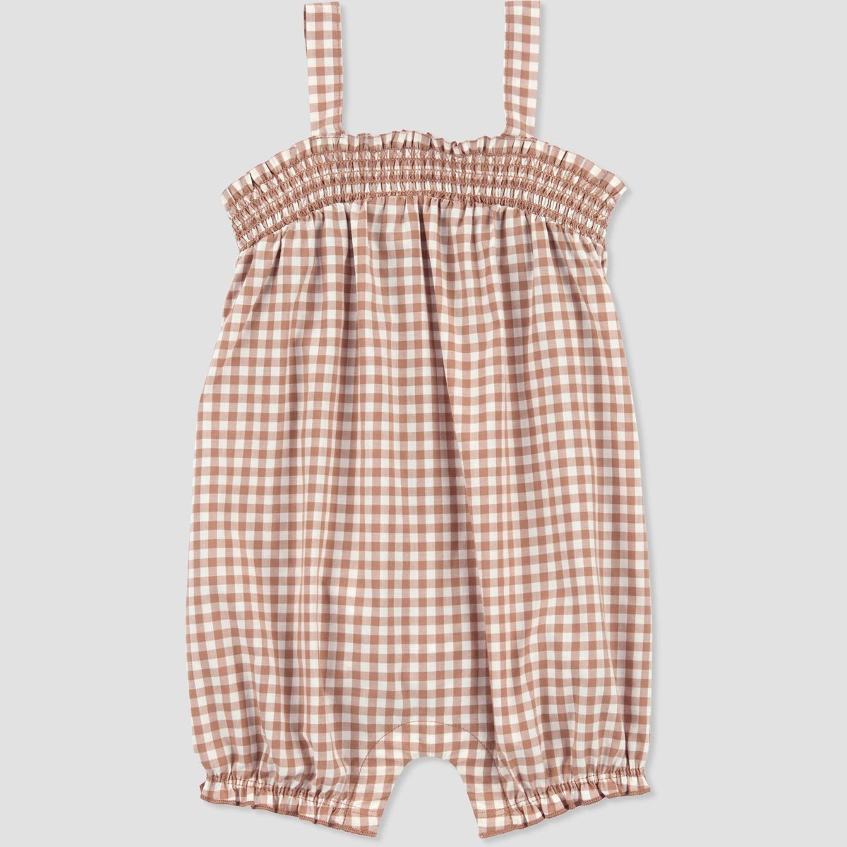Carter's Just One You® Baby Girls' Gingham Romper - Brown/White 3M | Target
