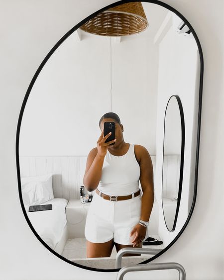 Nothing quite beats a crisp tailored white outfit. I love the simplicity of this all white outfit, paired with a simple tan belt to break up the outfit. 

bodysuit | white short | tailored shorts | white and tan | in the style | inthestyle | hermes 

#LTKcurves #LTKeurope #LTKHoliday