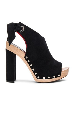 Proenza Schouler Suede Peep Toe Heels in Black | FORWARD by elyse walker