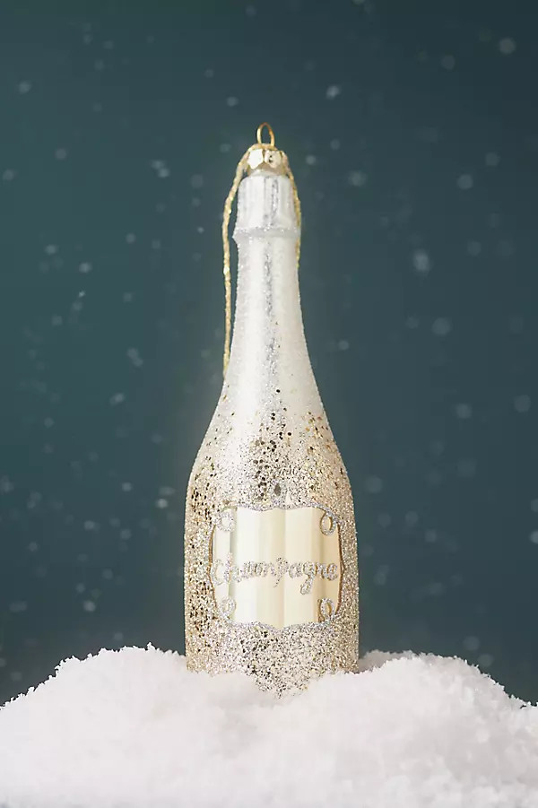 Champagne Bottle Glass Ornament | Anthropologie (US)